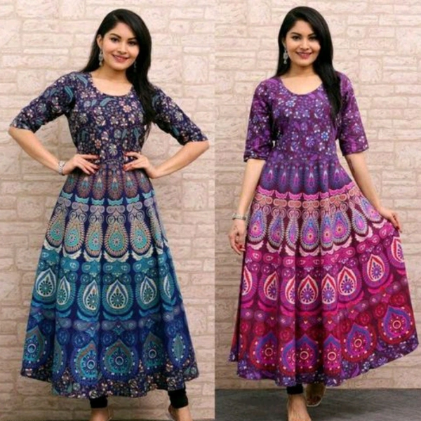 Rajasthani Maxi Dress Combo - Green/Red, XL