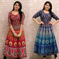 Rajasthani Maxi Dress Combo - Green/Red, XL