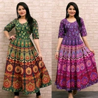 Rajasthani Maxi Dress Combo - Green/Red, XL