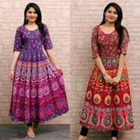 Rajasthani Maxi Dress Combo - Green/Red, XL