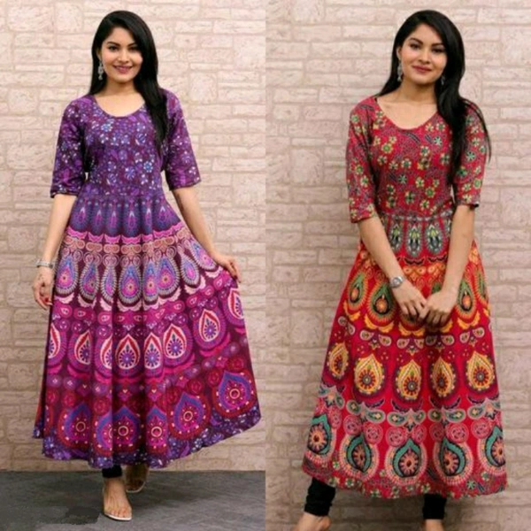 Rajasthani Maxi Dress Combo - Green/Red, XL
