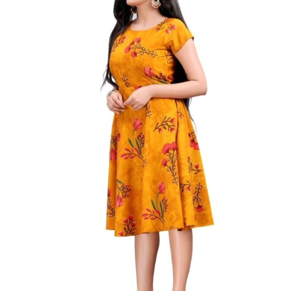 Gryce Fancy Casual Dress - Yellow Printed, XS