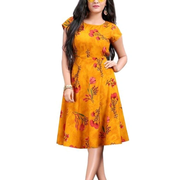 Gryce Fancy Casual Dress - Yellow Printed, S