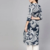 Printed Kurta Set - Blue Printed/White, S