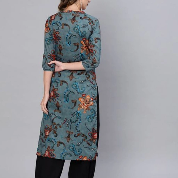 Printed Kurta Set - Teal Printed/Black, S