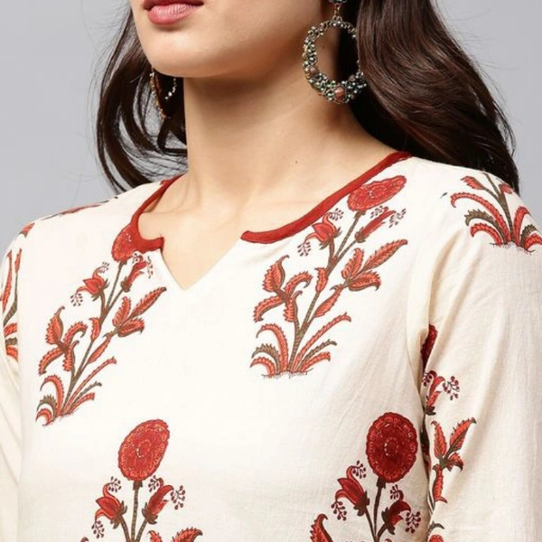 Printed Kurta Set - Printed Cream/Maroon, XL