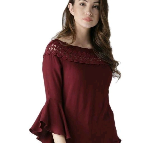 Rayón lace Top - Wine, M
