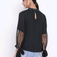 Retro Vintage Style Top - Black, S