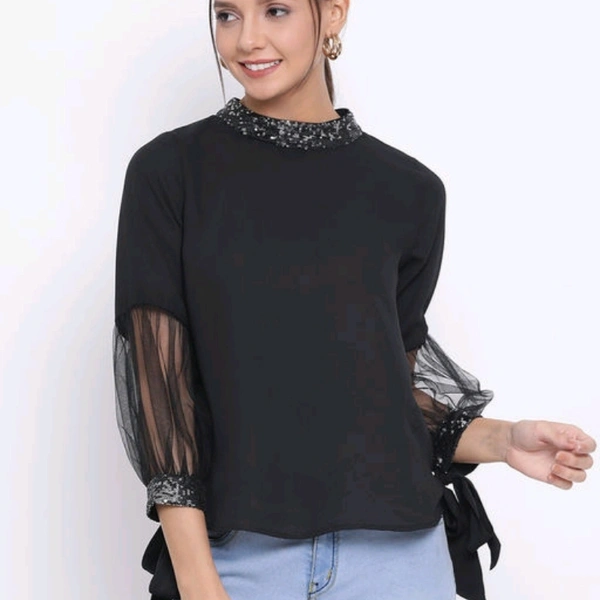 Retro Vintage Style Top - Black, M