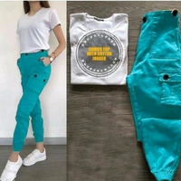 Casual Top & Bottom Set - Turquoise, XXL