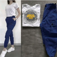 Casual Top & Bottom Set - Royal Blue, XXL