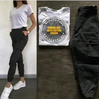 Casual Top & Bottom Set - Black, XL