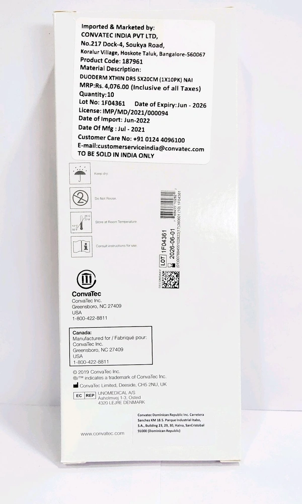 Convatec 187961 - Duoderm Xthin DRS 5 X 20 CM