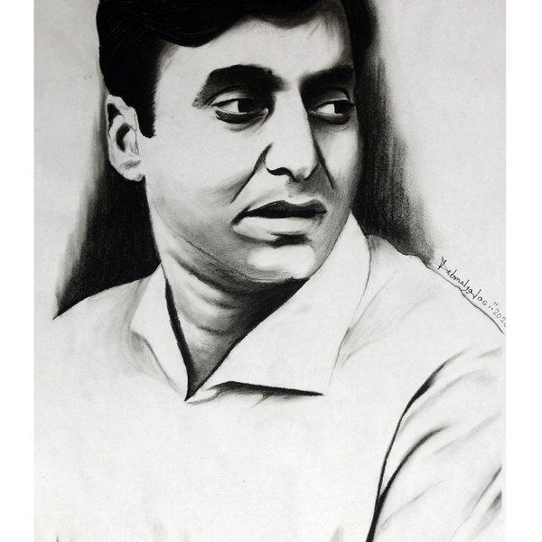 Pencil Portrait Of Soumitra Chatterjee ORIGINAL - a4
