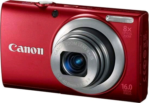 Canon PowerShot A2500 16MP Point-and-Shoot Digital Camera (Red) with SD Card, Camera Case