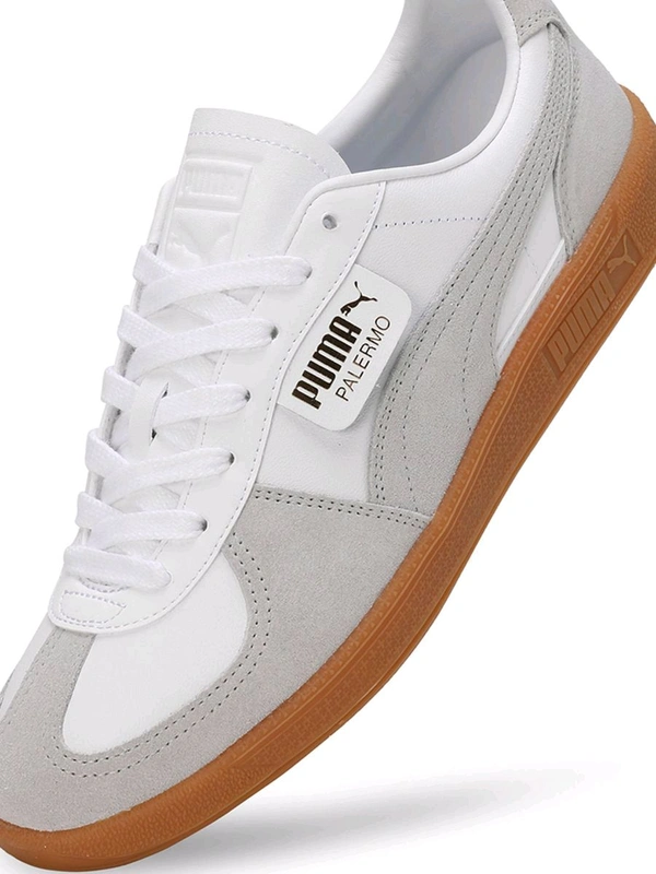 PumaPalermo Lth Unisex White Sneakers - Bourbon, UK 11
