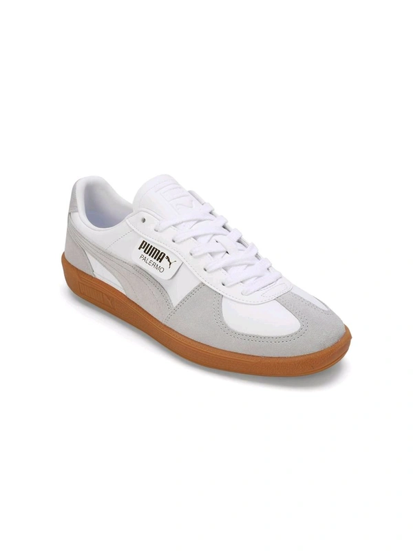 PumaPalermo Lth Unisex White Sneakers - Bourbon, UK 12