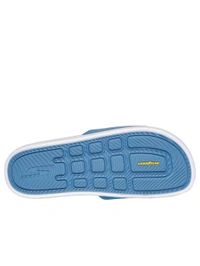 SKECHERS HYPER SLIDE - DERIVER Sliders Blue & White - Biloba Flower, UK 08