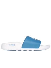 SKECHERS HYPER SLIDE - DERIVER Sliders Blue & White - Biloba Flower, UK 08