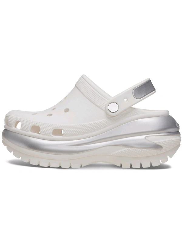 Crocs  Unisex MCMETALLICCLG Clogs - White, UK 06