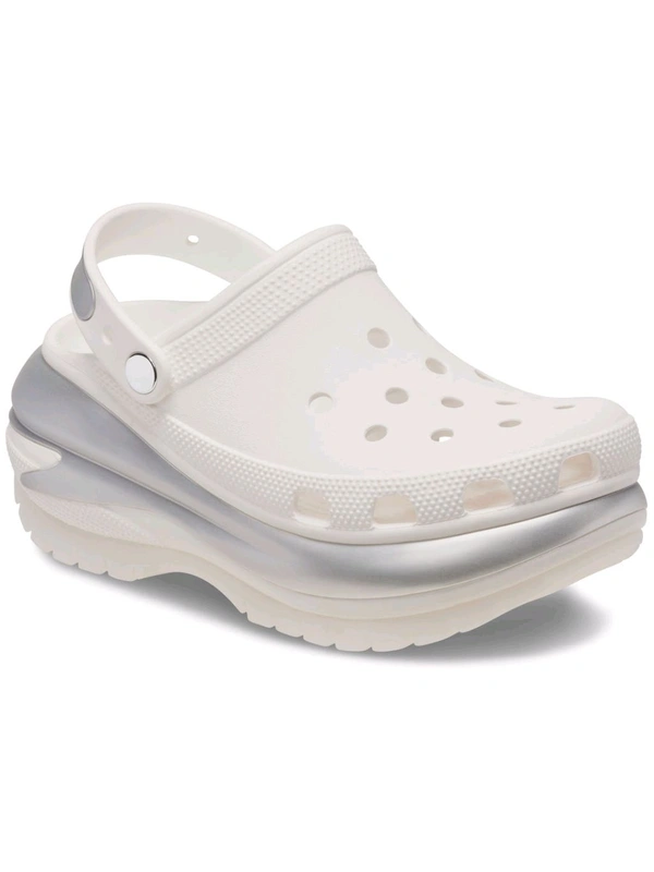 Crocs  Unisex MCMETALLICCLG Clogs - White, UK 06