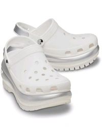 Crocs  Unisex MCMETALLICCLG Clogs - White, UK 06