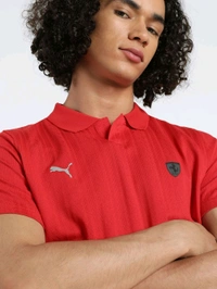 Puma  Ferrari Style Jacquard Men Polo T-Shirt - Red, M