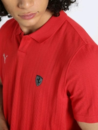 Puma  Ferrari Style Jacquard Men Polo T-Shirt - Red, M