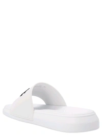 Alexander McQueen White Logo Slides - White, UK 06