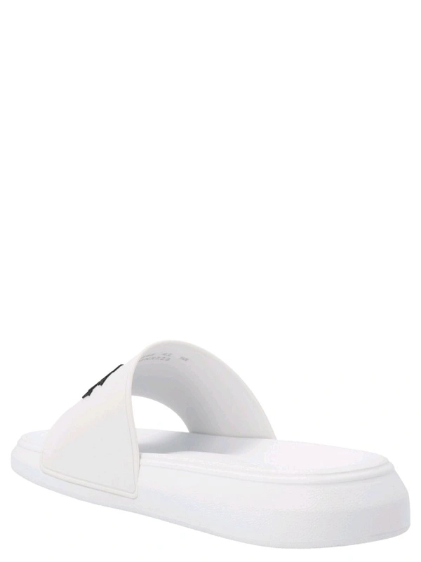 Alexander McQueen White Logo Slides - White, UK 06