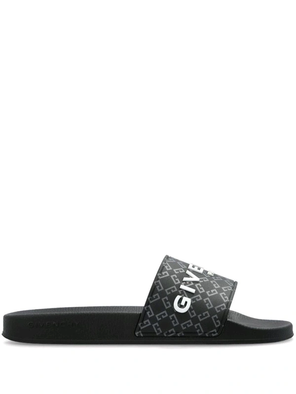 Givenchy Black Logo Slides - Black, UK 08