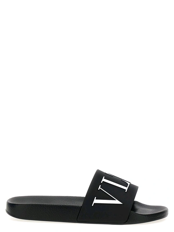 Valentino Garavani Black Slip On Slides - Black, UK 09