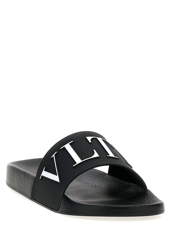 Valentino Garavani Black Slip On Slides - Black, UK 09