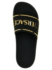 Versace Black Logo Slides - Black, UK 06