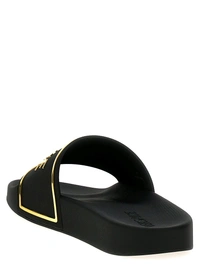 Versace Black Logo Slides - Black, UK 07