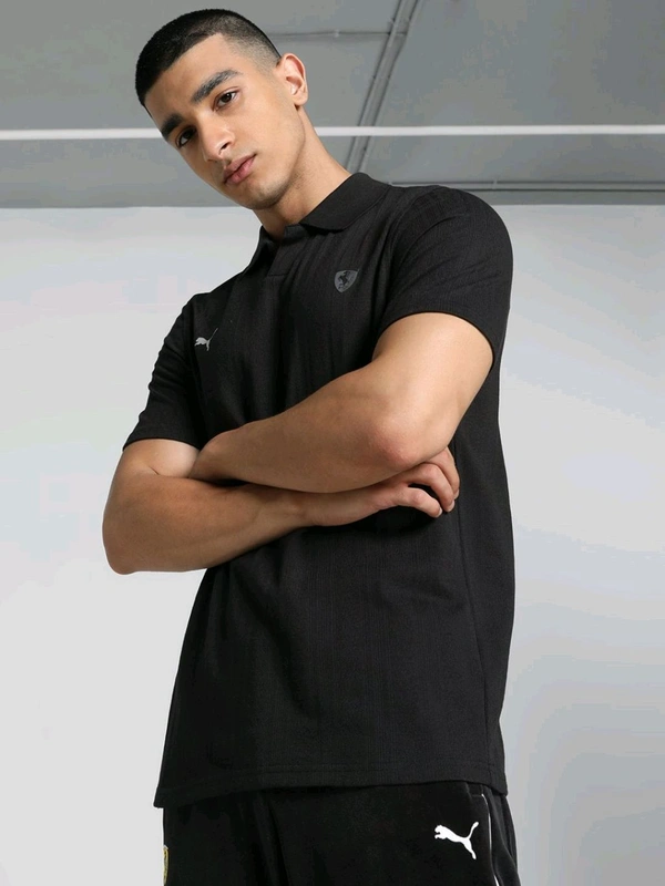 Puma Ferrari Style Jacquard Mens Polo T-Shirt - Black, S