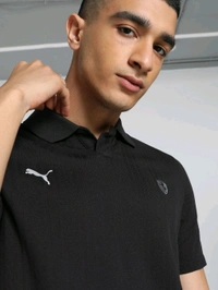 Puma Ferrari Style Jacquard Mens Polo T-Shirt - Black, S