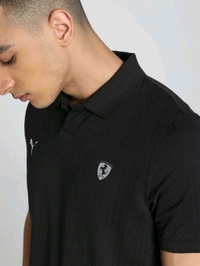 Puma Ferrari Style Jacquard Mens Polo T-Shirt - Black, S