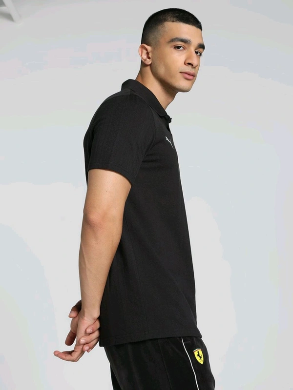 Puma Ferrari Style Jacquard Mens Polo T-Shirt - Black, L