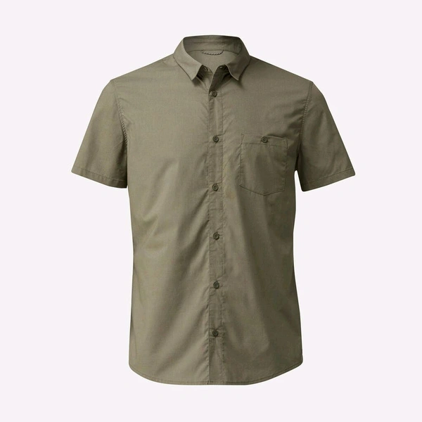 FORCLAZ Men Half Sleeve Shirt Army Green - Travel 100 - Nandor, S