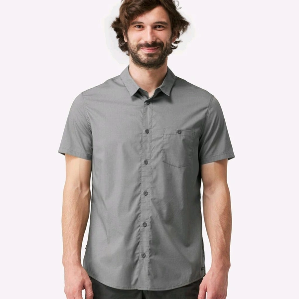 FORCLAZ Men Half Sleeve Shirt Grey  - Nobel, XL