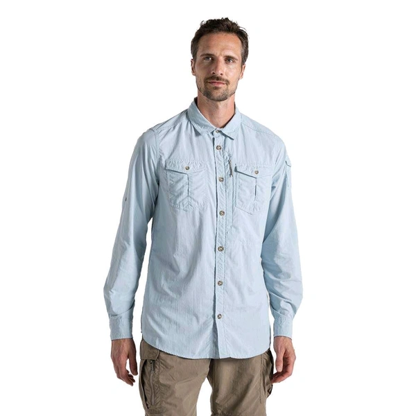 CRAGHOPPERS Craghoppers NosiLife Adventure III Long Sleeve Insect Repellent Shirt Niagra Blue - Cornflower, M