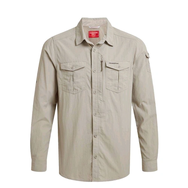 CRAGHOPPERS Craghoppers NosiLife Adventure III Long Sleeve Insect Repellent Shirt Parchment - Grain Brown, L