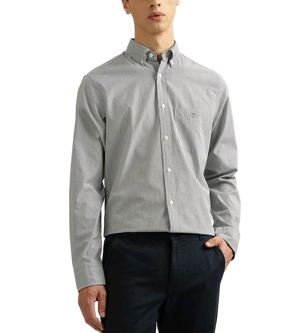 GANT Black Striped Regular Fit Shirt - Gray, M