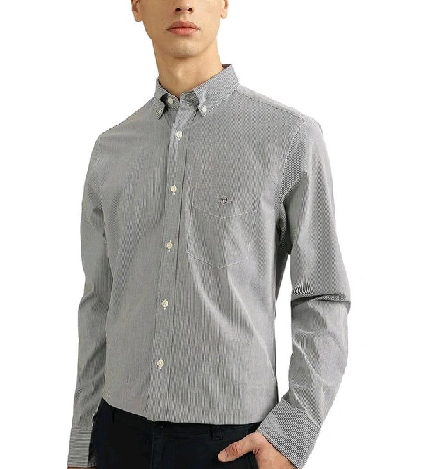 GANT Black Striped Regular Fit Shirt - Gray, XL