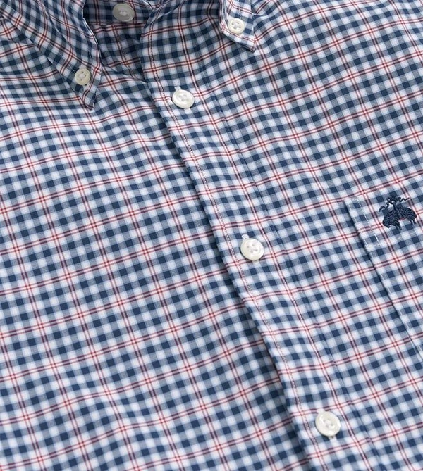 Brooks Brothers Blue Performance Series Stretch Checked Regular Fit Sport Shirt - Mercury, 2XL