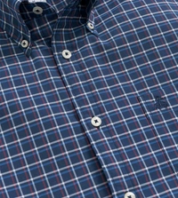 Brooks Brothers Navy Performance Series Stretch Checked Regular Fit Sport Shirt - Victoria, 2XL