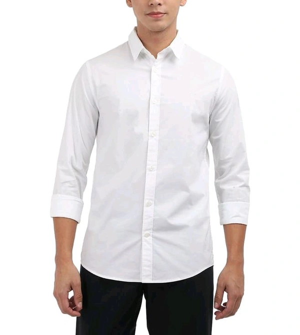 CALVIN KLEIN Mens Solid Slim Fit Shirt - White, M