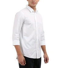 CALVIN KLEIN Mens Solid Slim Fit Shirt - White, M