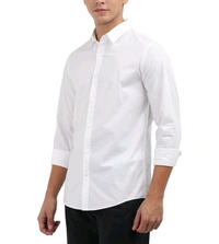 CALVIN KLEIN Mens Solid Slim Fit Shirt - White, M